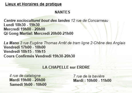 horaires et lieux de pratique nantes la chapelle